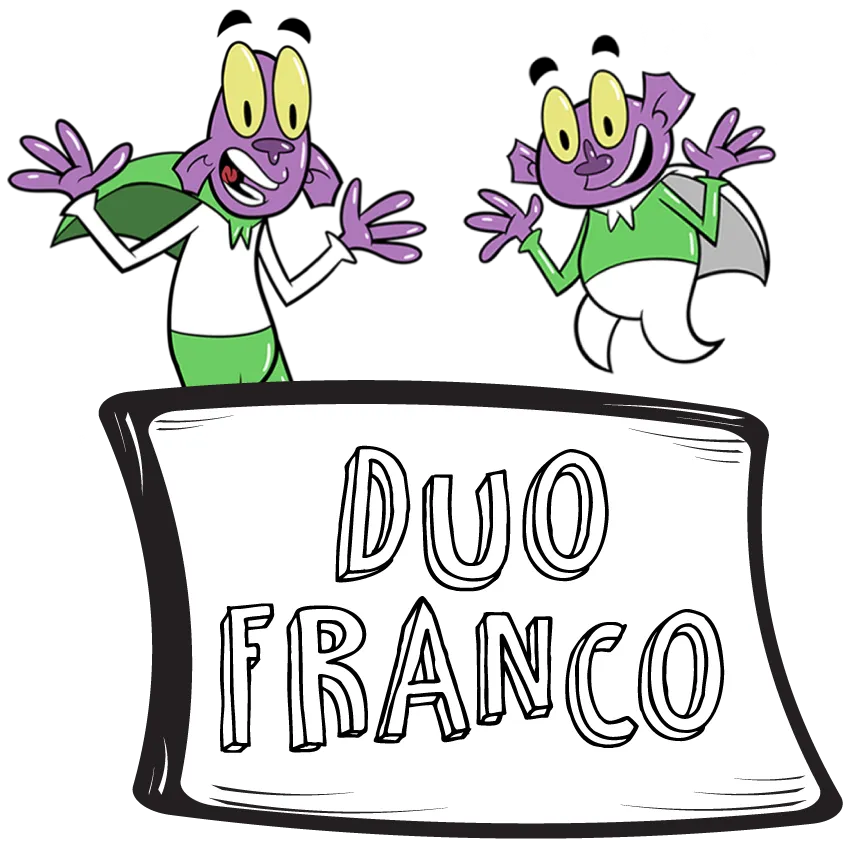 Illustration sur laquelle il y a deux extraterrestres mauves.